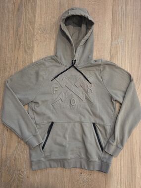 Fox Men's Olive Pullover Hoodie with Embossed Logo